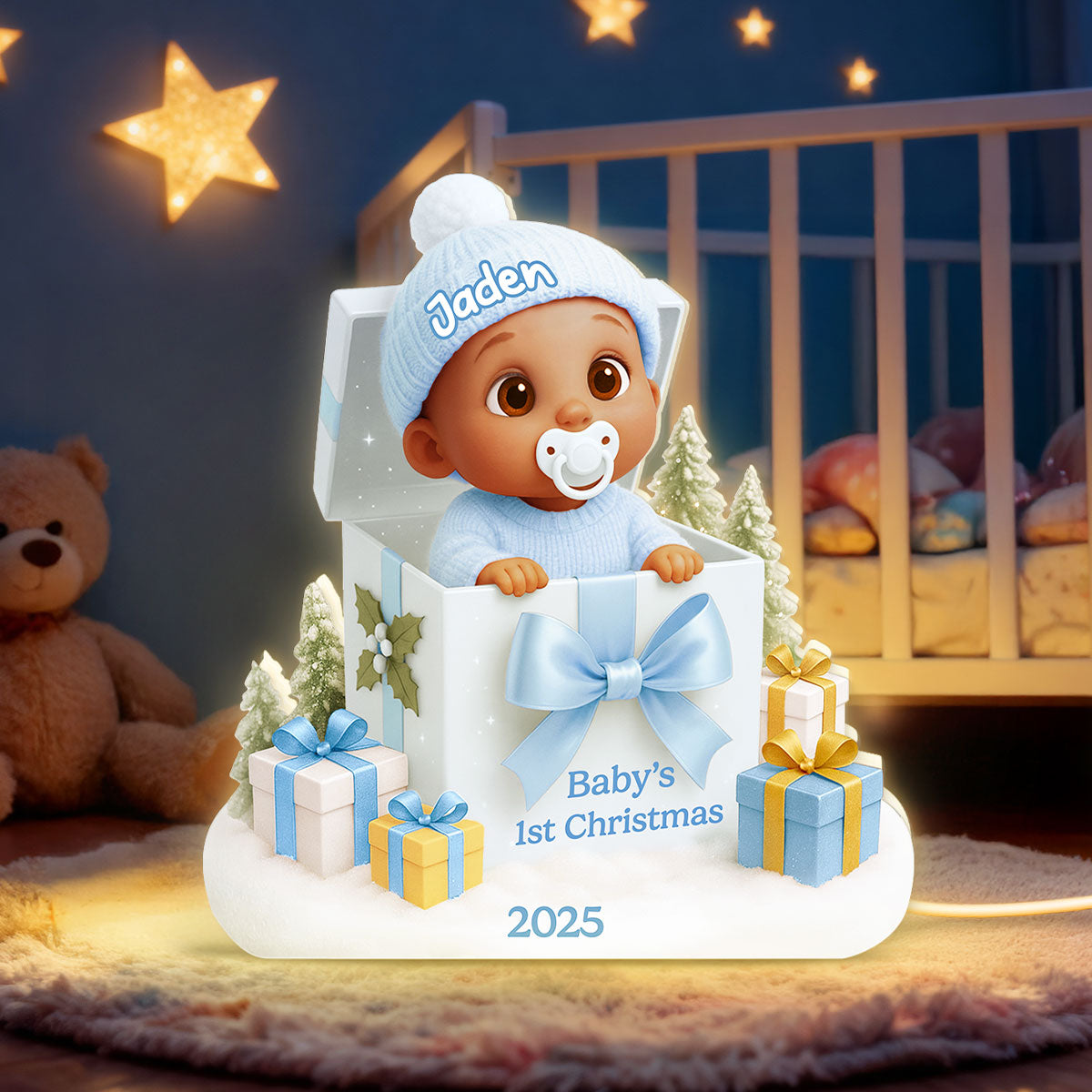 Baby's 1st Christmas Gift Box - Personalized Light Box - Christmas Keepsake for Baby, Newborn, Nursery Lamp