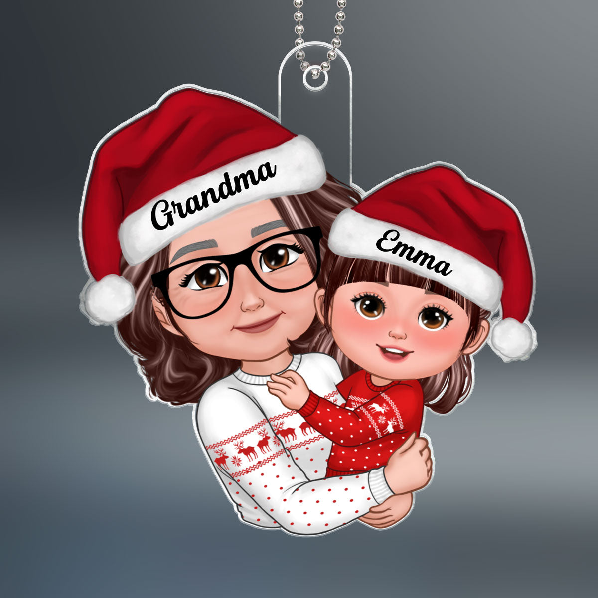 Doll Grandma Hugging GrandKid Christmas Gift For Granddaughter Grandson - Personalized Ornament - Gift For Granddaughter, Grandson