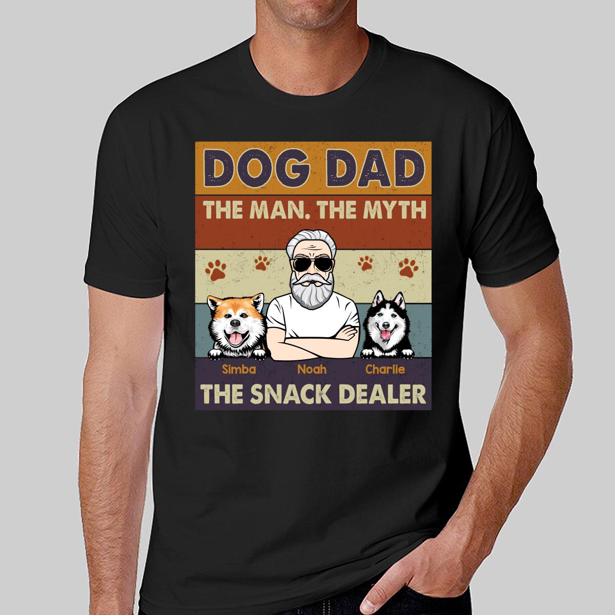Dog Dad The Man The Myth The Snack Dealer Retro Personalized Shirt