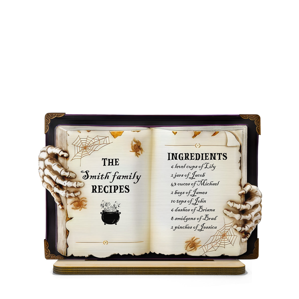 Family Spooktacular Spell Book Recipe Personalized 2-Layer Standing Wooden Plaque