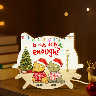 Christmas Funny Cats Meowy Christmas - Personalized Light Box - Gift For Cat Lovers