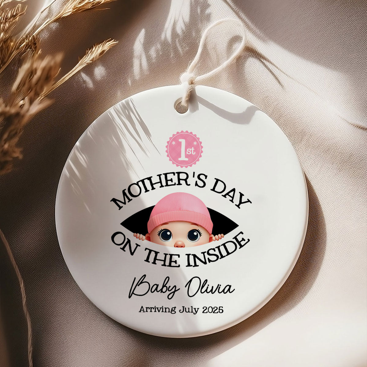 Personalized Baby's First Mother's Day On the Inside Ornament, Custom Pregnancy Reveal Ornament, Gift For Expecting Parents