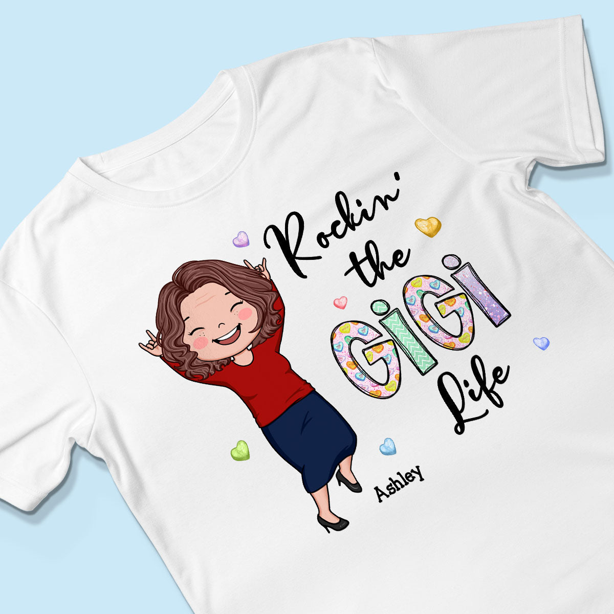 Rockin' The Nana Life Vector Woman Colorful Personalized Shirt