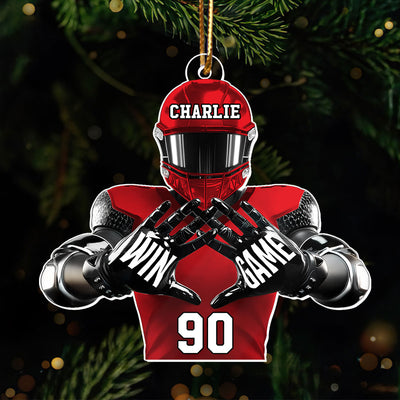 Football Player Football For Life Personalized Acrylic Ornament, 3D Effect Flat Ornament