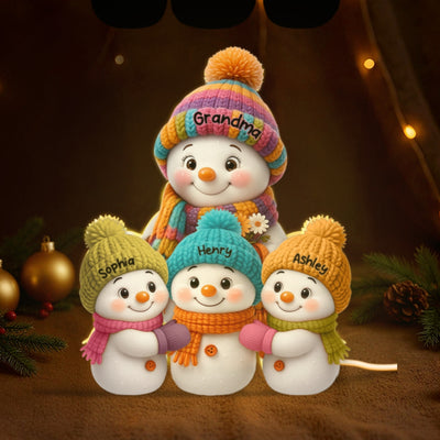 Snowman Grandma, Grandpa, Grandparents and Grandkids Personalized Light Box - Christmas Gift for Grandparents
