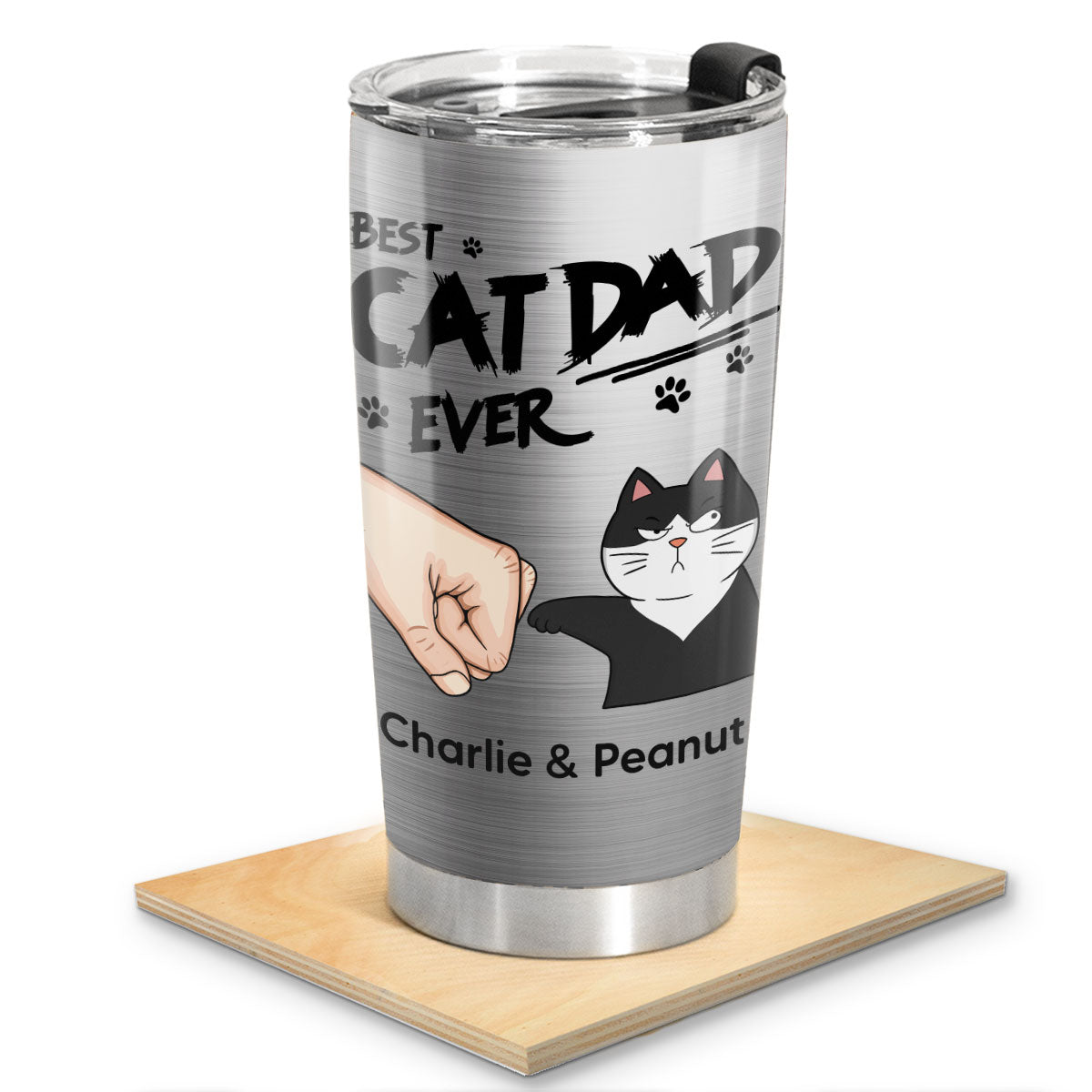 Best Cat Dad Ever Fist Bump Funny Cute Cats Personalized Tumbler