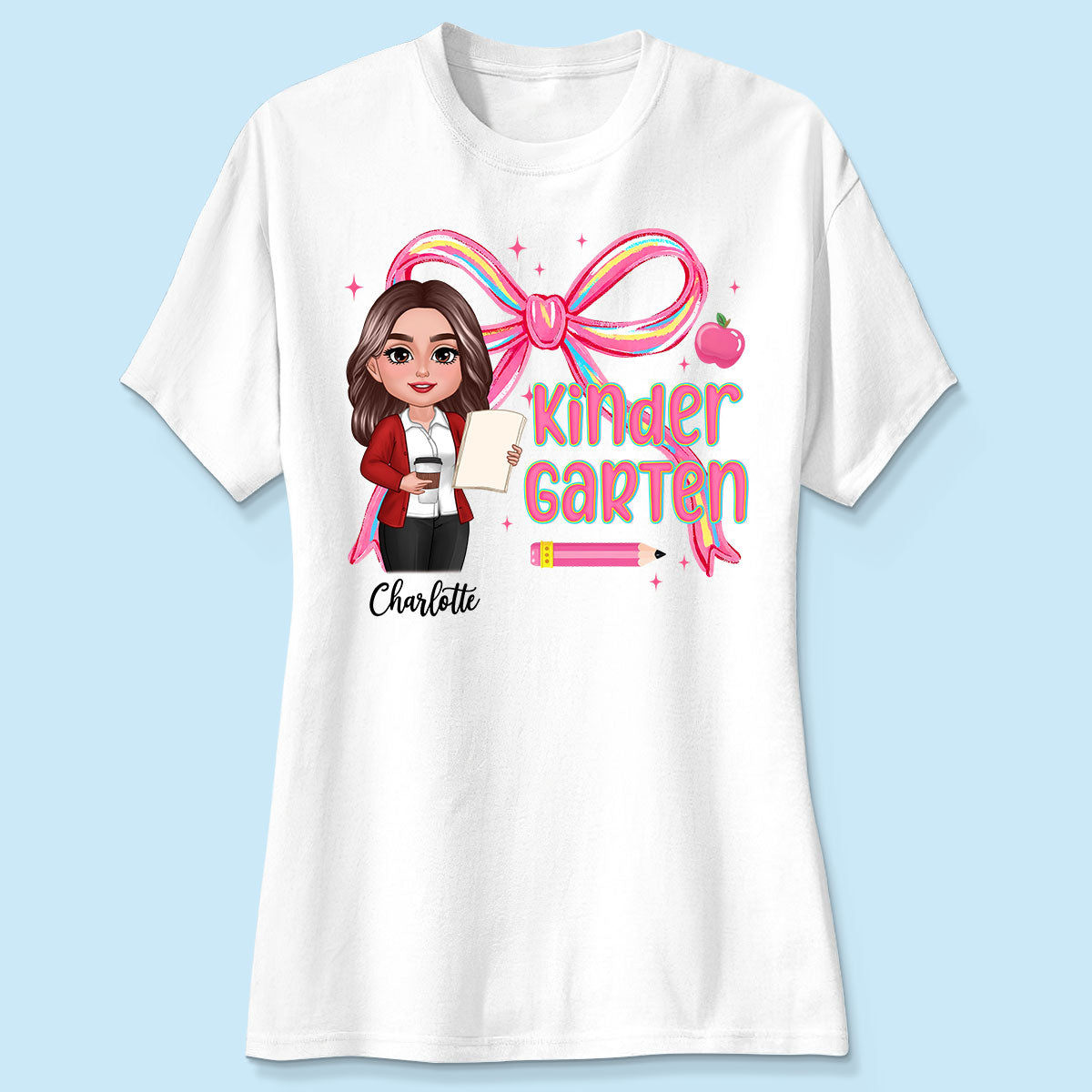 Preppy Style Pinky Teacher Custom Grade Personalized Shirt