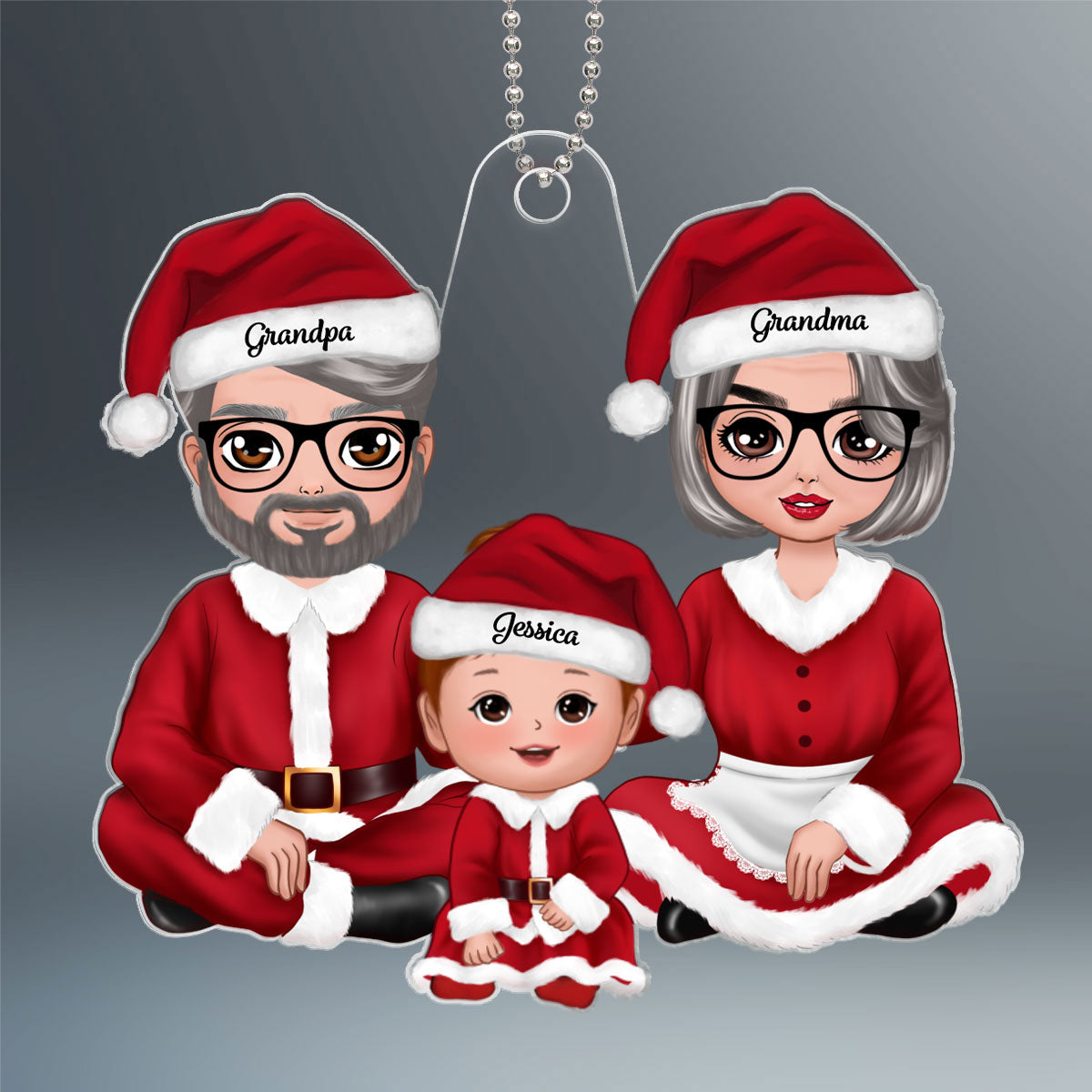 Christmas Doll Grandma Grandpa Claus Baby's First Christmas Acrylic Ornament - Personalized Gift For Grandma, Grandpa