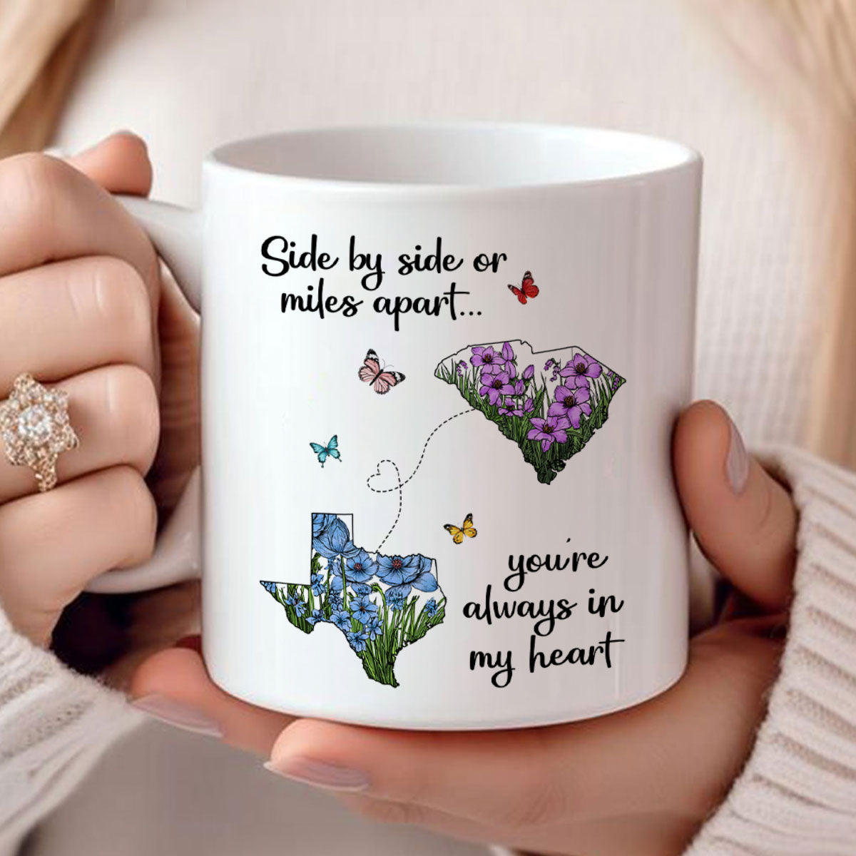 Long Distance Mom Gift Mothers Day Custom State Map Mug
