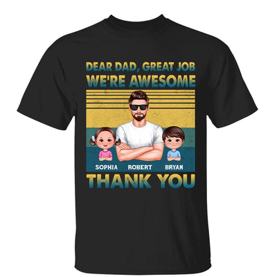 Dear Dad Great Job Green Yellow Retro Personalized Shirt