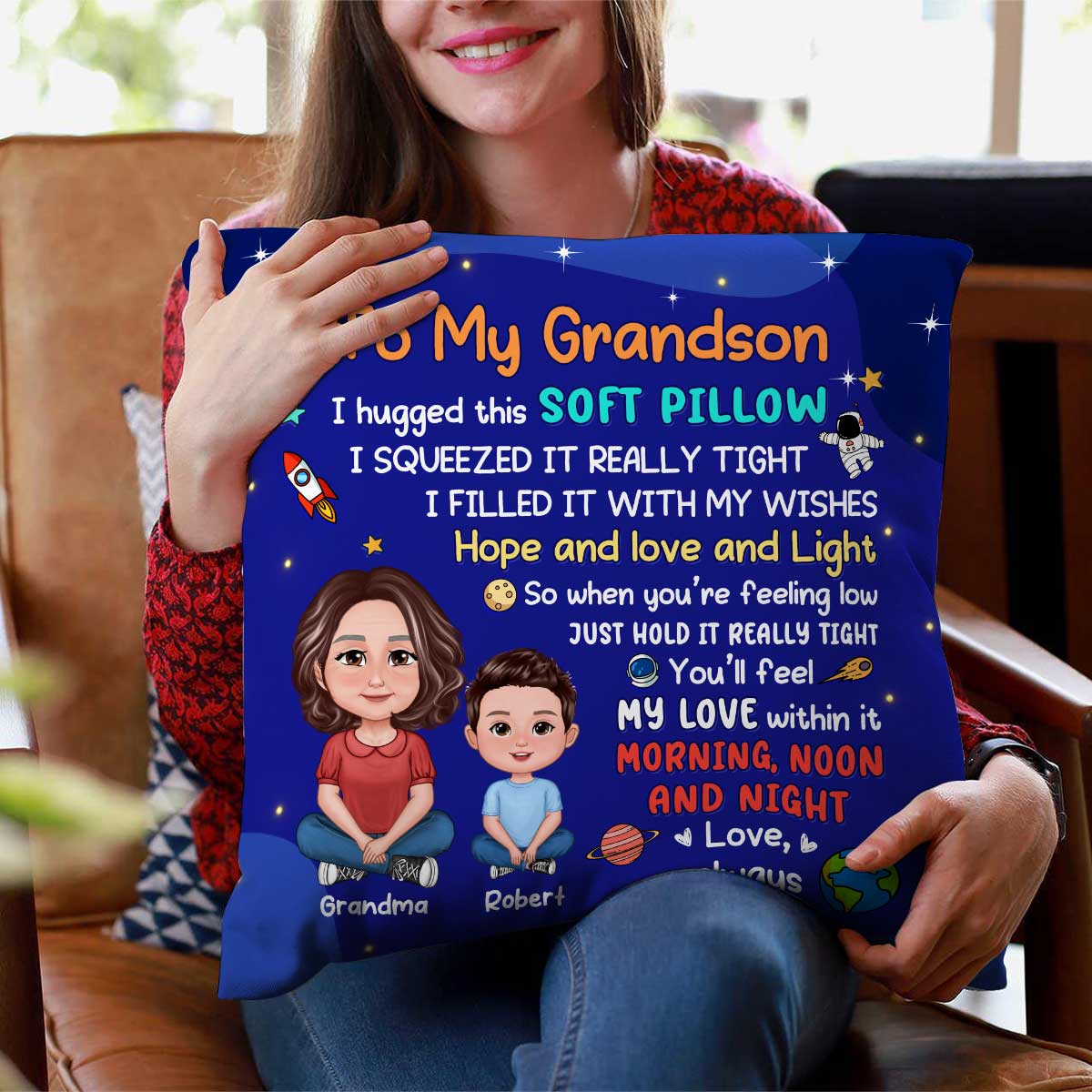 To My Granddaughter Grandson Crossed Legs Grandma Kid Personalized Pillow