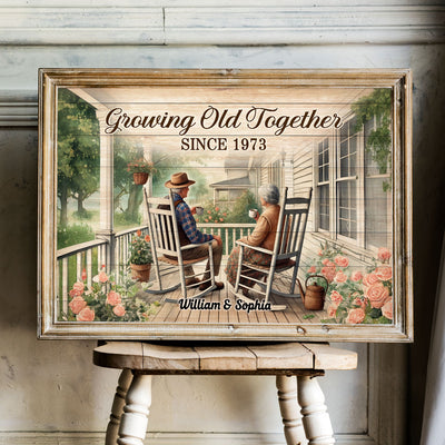 Old Couple Sitting Together On The Porch Personalized Poster, Heartfelt  Gift For Him, For Her, Husband, Wife