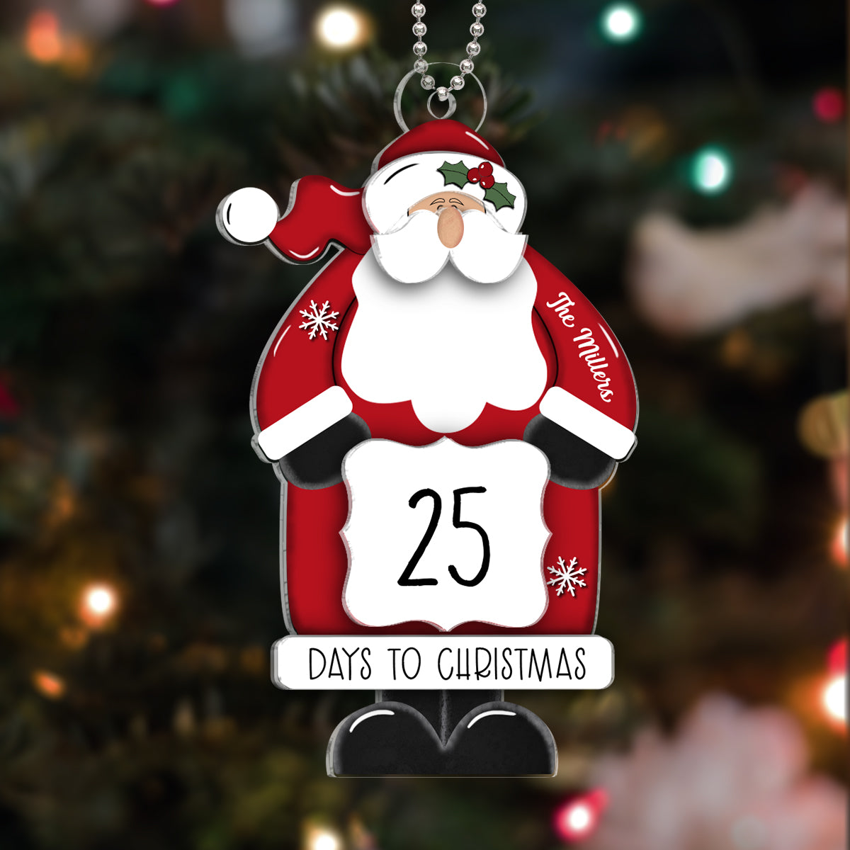 Santa Countdown Days To Christmas Personalized 2-Layer Acrylic Ornament