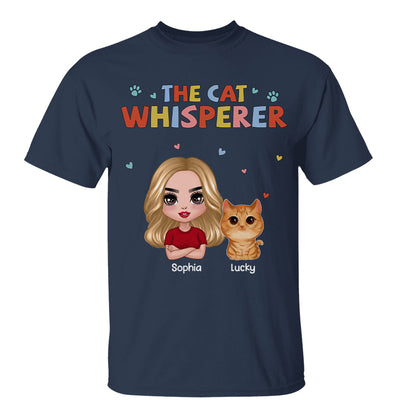 Colorful Text The Cat Whisperer Watercolor Cute Cats Personalized Shirt