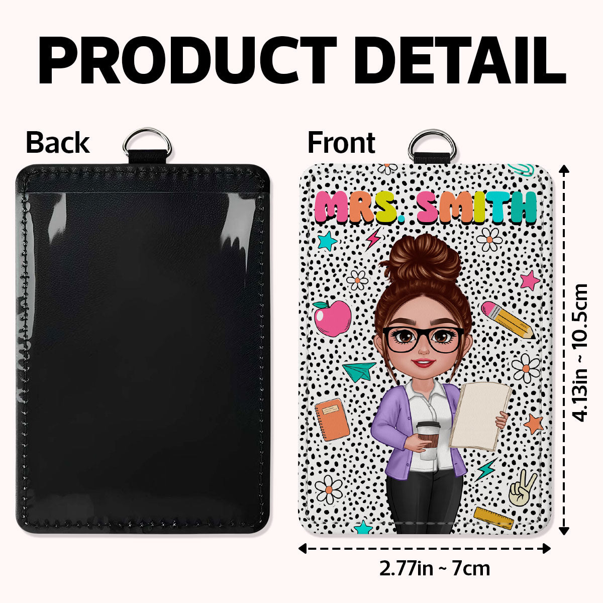 Teacher Dalmatian Pattern Colorful Personalized ID Badge Holder| Back To School Gifts