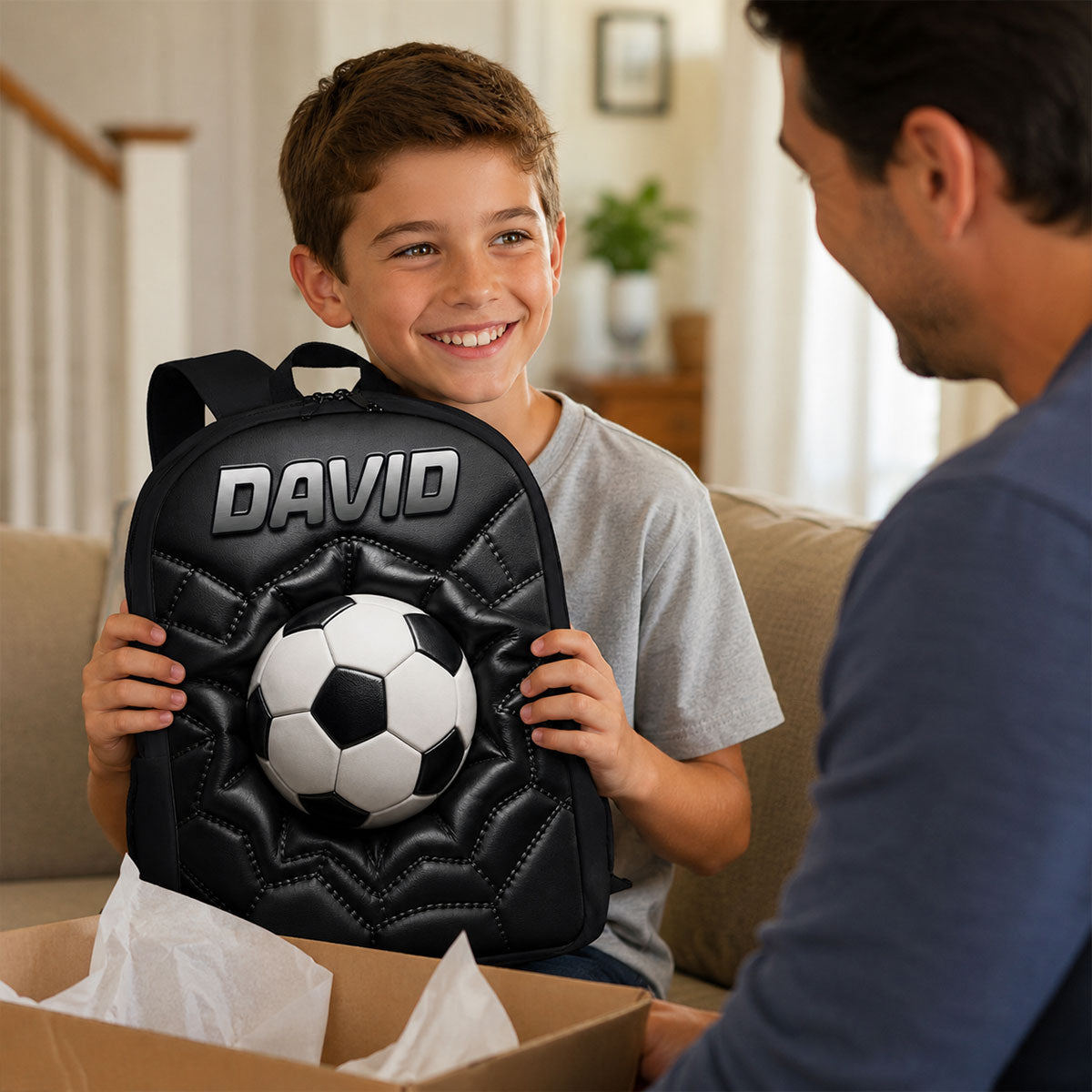 Soccer Ball Custom Name - Personalized Backpack - Back to School Trendy Design for Boys, Girls