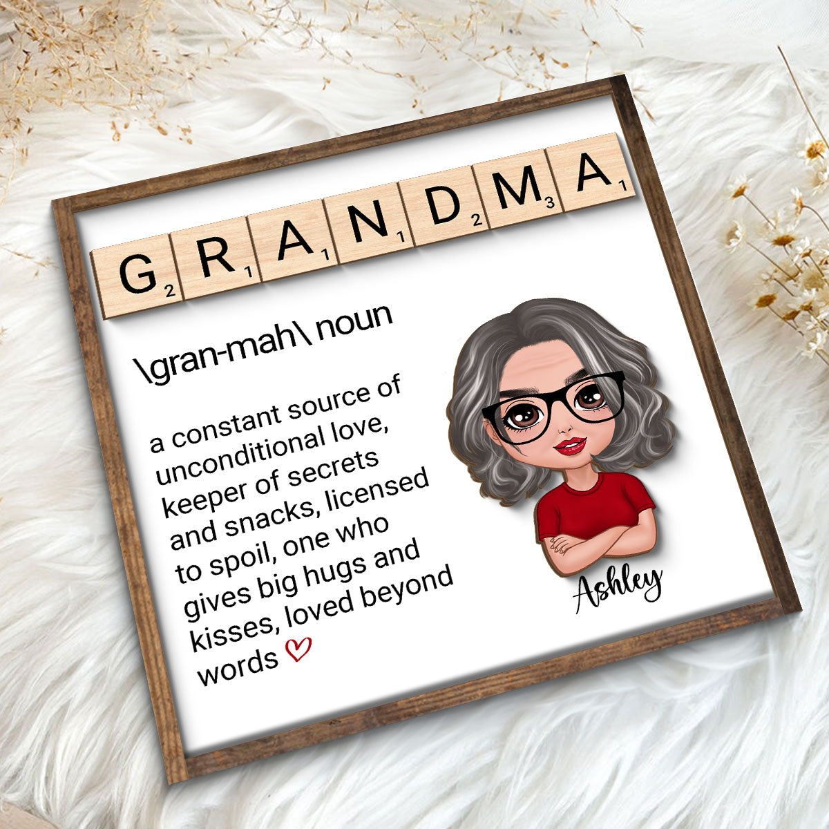 Grandma Definition Personalized 2-Layer Wooden Plaque