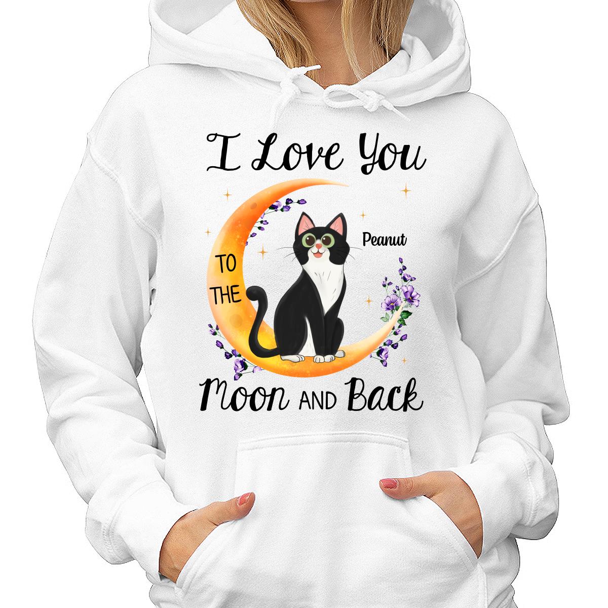 Floral Sitting Cat Cartoon And Moon Personalized Shirt