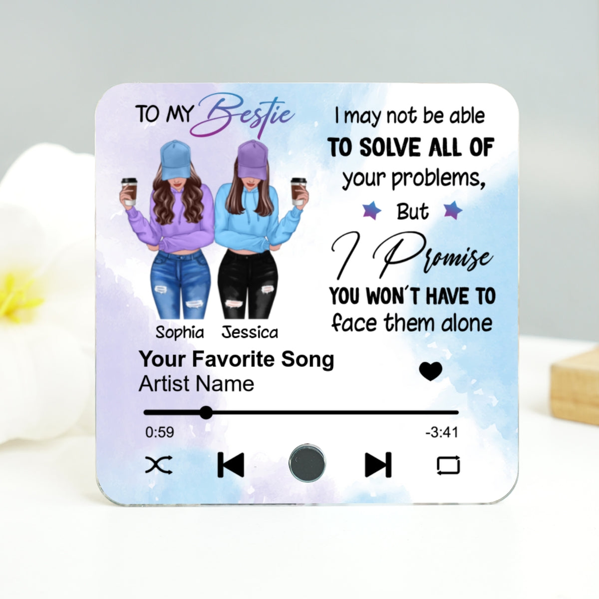 To My Bestie Personalized Personalized Music Fridge Magnet, Heartfelt Gift For Best Friends, BFF