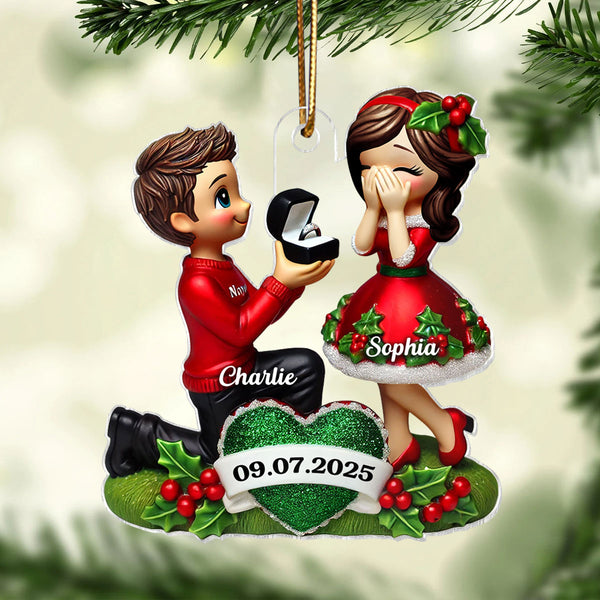 Marriage Proposal 3D Effect Ornament For Couples, Personalized