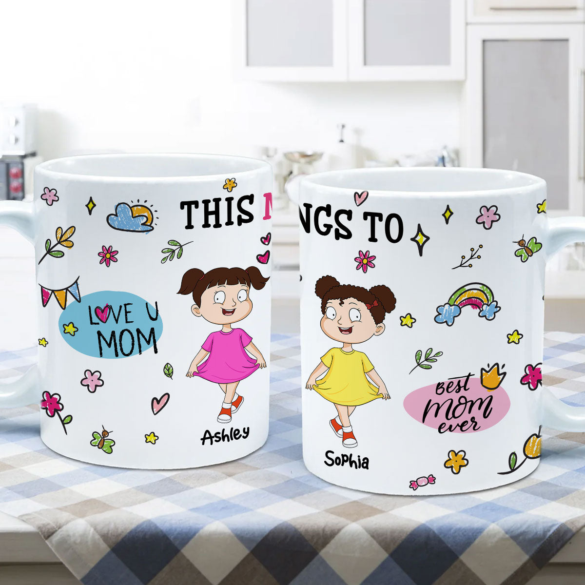 Colorful Kids This Mom Belongs To Personalized Mug