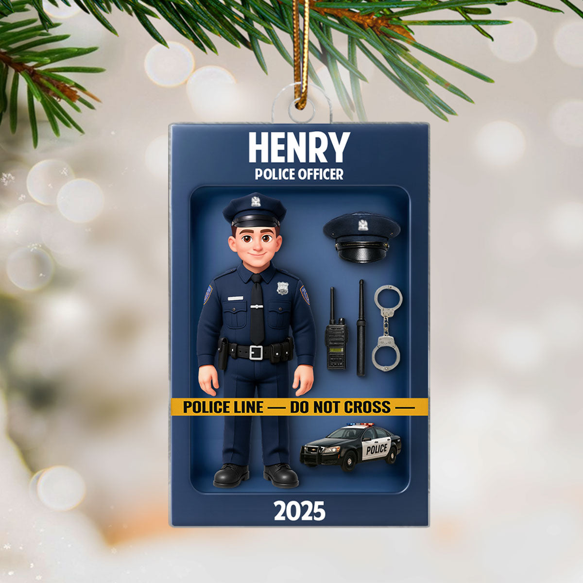 Police Officer Action Figure 3D Effect Personalized Acrylic Ornament - Special Gift For Police