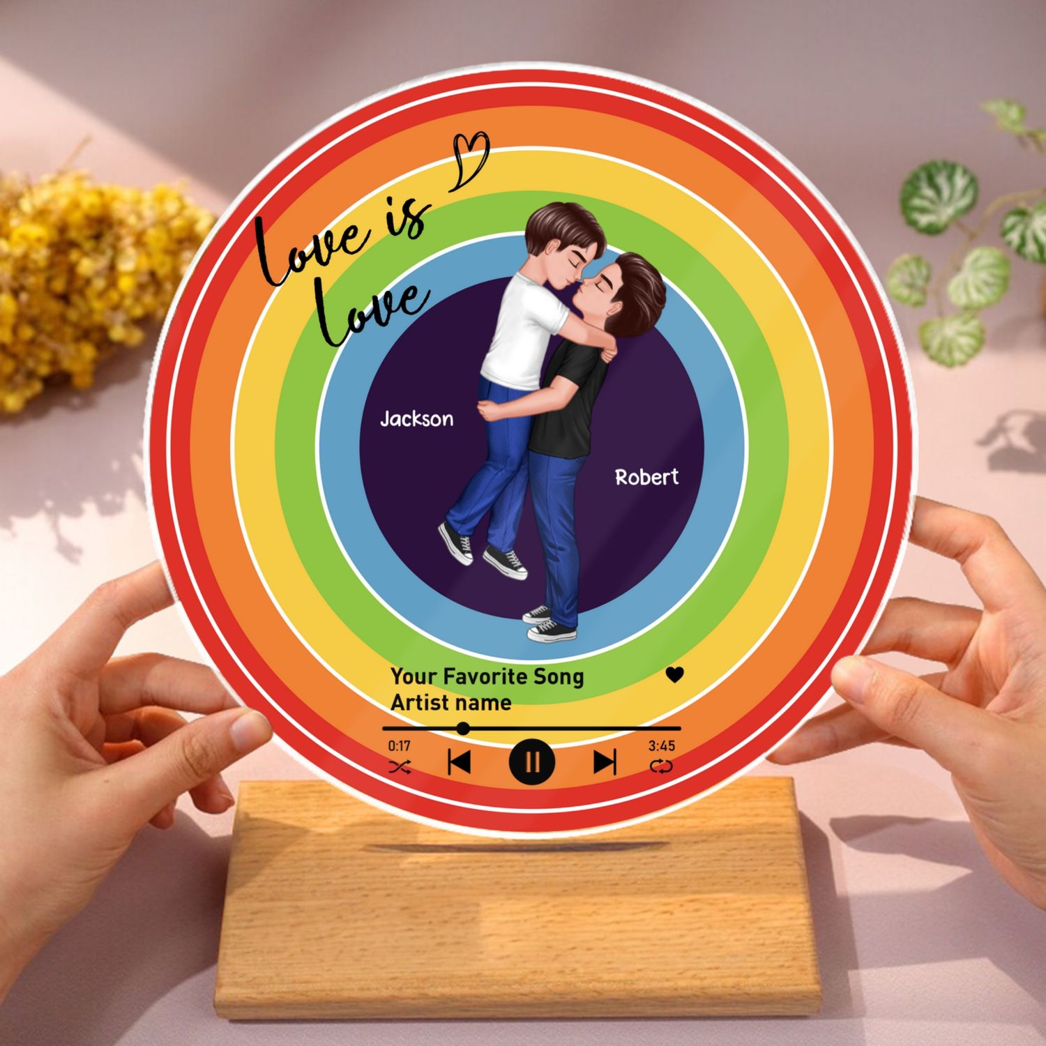 Custom Song  LGBTQ Couple Personalzied Acrylic Record, Anniversary gift, Pride Month gift for him, for her