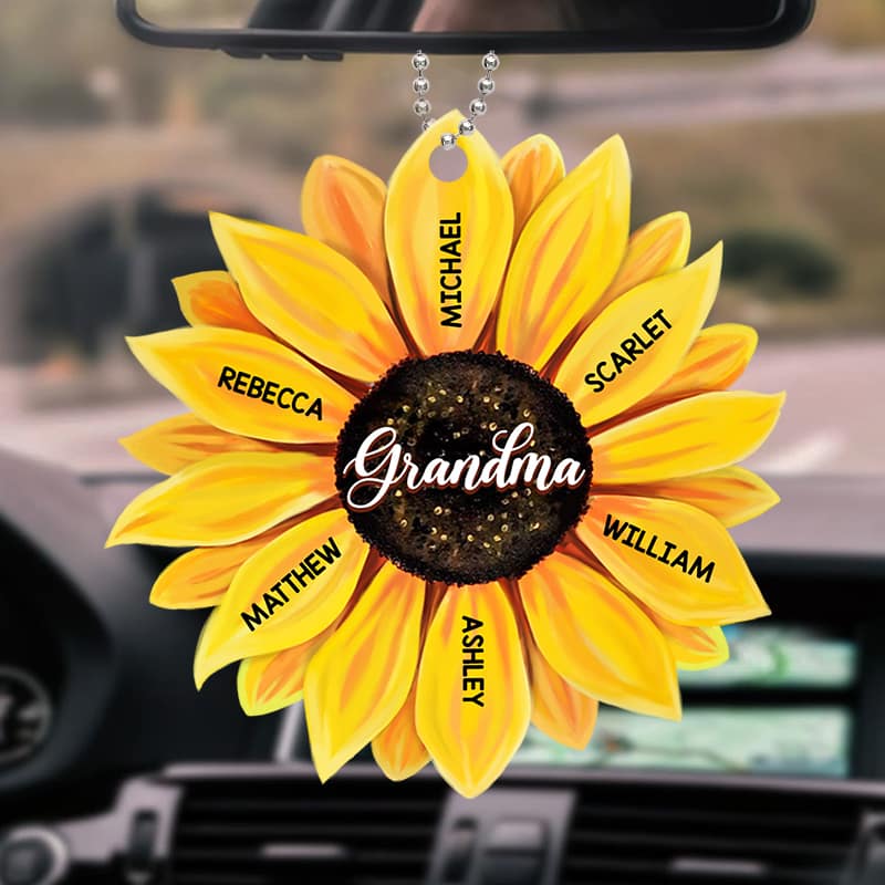 Sunflower Grandkids Name Personalized Acrylic Ornament