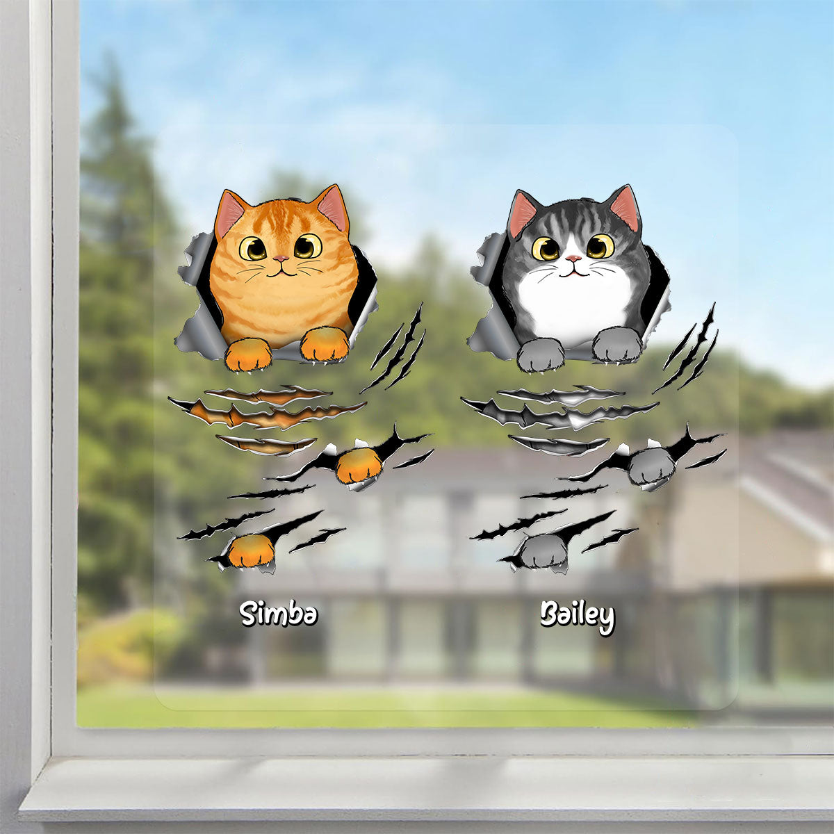 Fluffy Cat Scratch Cat Lover Decor Personalized Decal