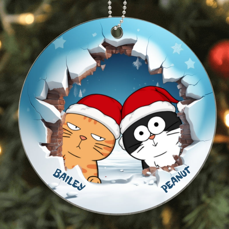 Funny Cat Break Through Personalized Acrylic Ornament