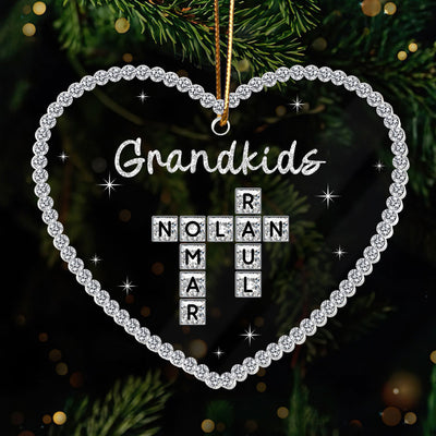 3D Shining Effect Grandkids Crossword Puzzle Art - Personalized Acrylic Ornament - Christmas Gift For Grandma, Grandkids
