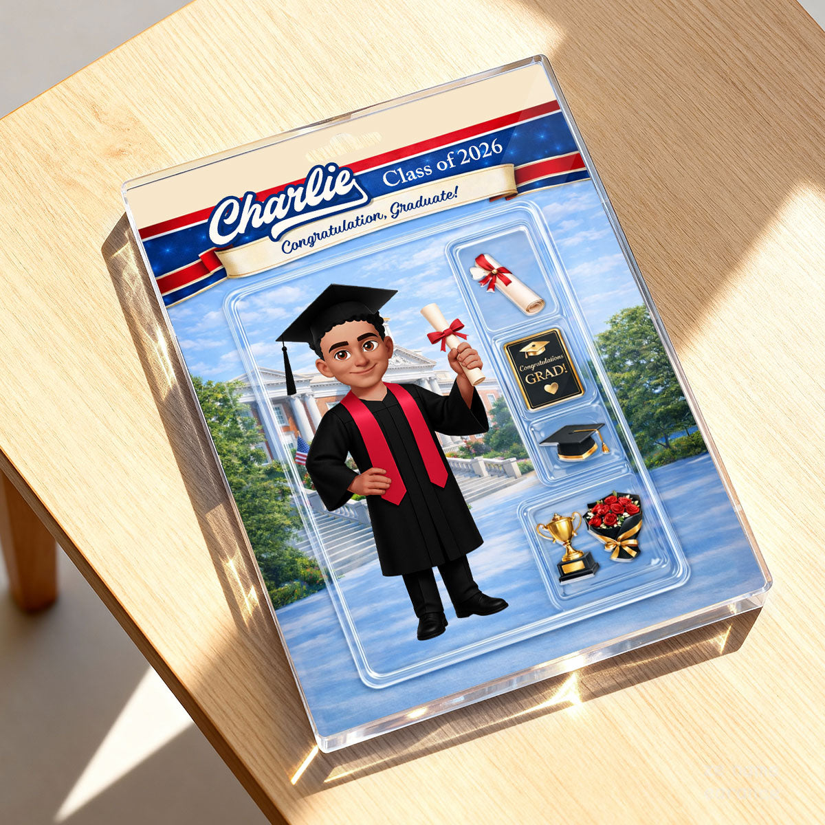 3D Effect Senior Action Figure - Personalized Acrylic Block Plaque - Graduation Gift For Seniors, Daughter, Son, Grandkids
