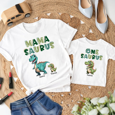 3D Effect Mamasaurus And Babysaurus Personalized Shirts [Set Of 2 Shirts]