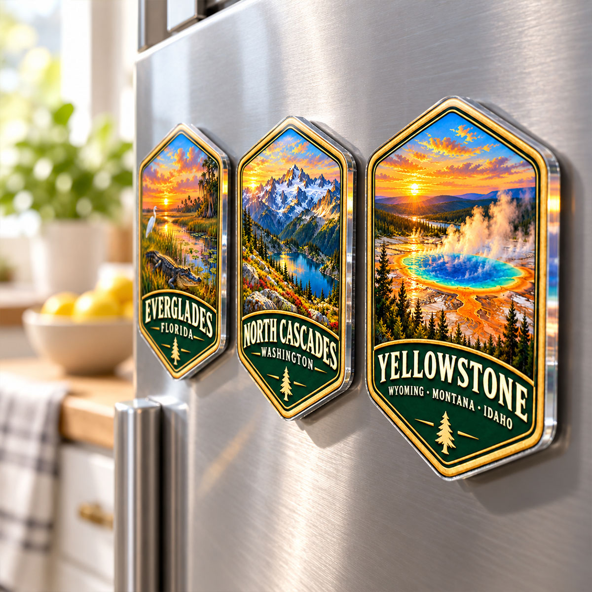 Custom National Parks - Personalized Acrylic Fridge Magnet - National Parks Adventure Lovers, National Park Trip Keepsake, Couple Traveling Christmas Gift