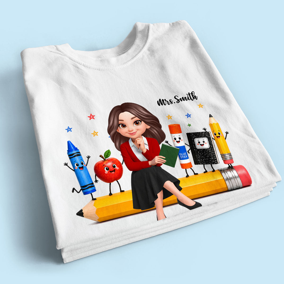 Funny Teacher Life Happy School Supplies Friends - Personalized Shirt - Back To School Gift For Teacher