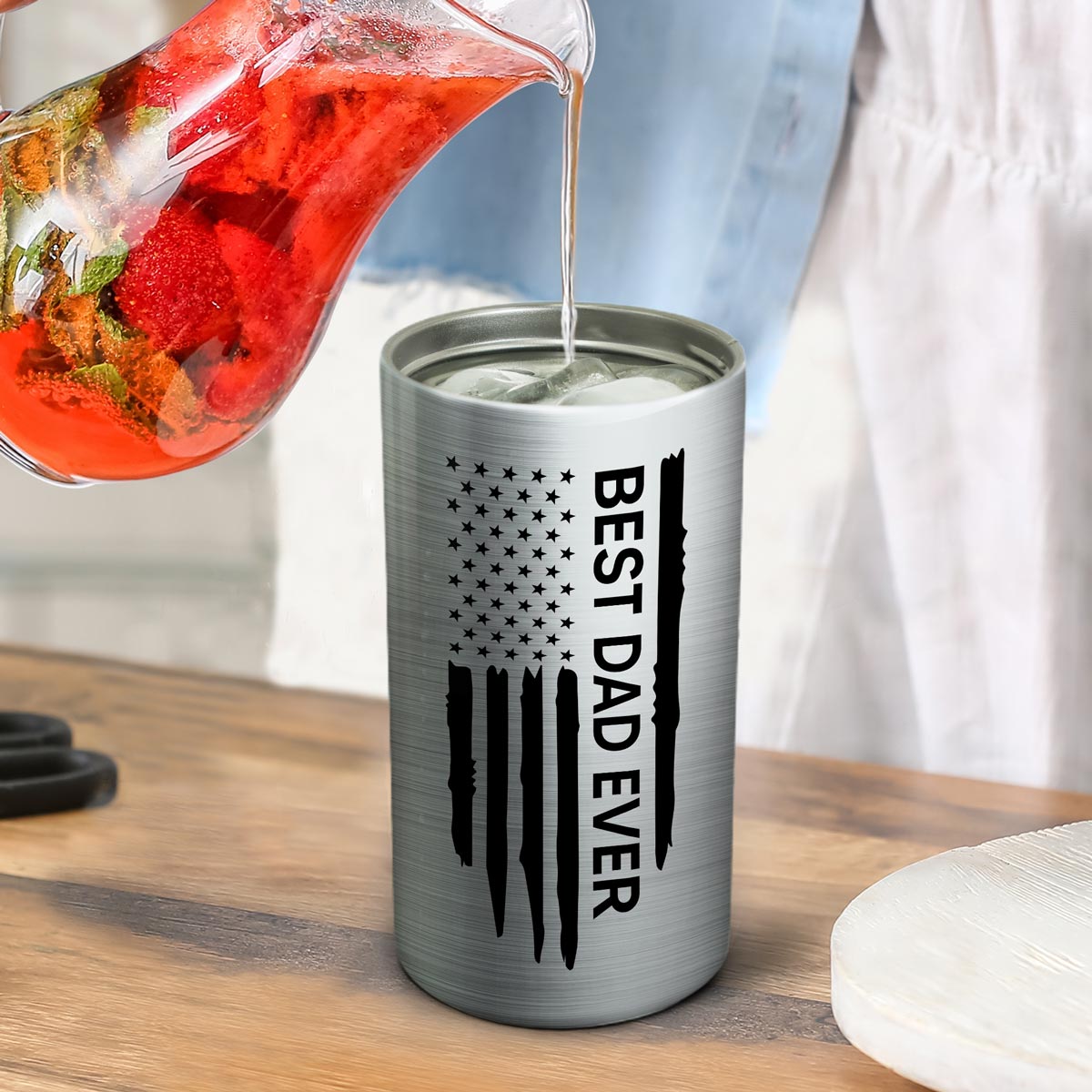 Best Dad Ever Nation Flag Photo Inserted Father‘s Day Gift Personalized 4 In 1 Can Cooler