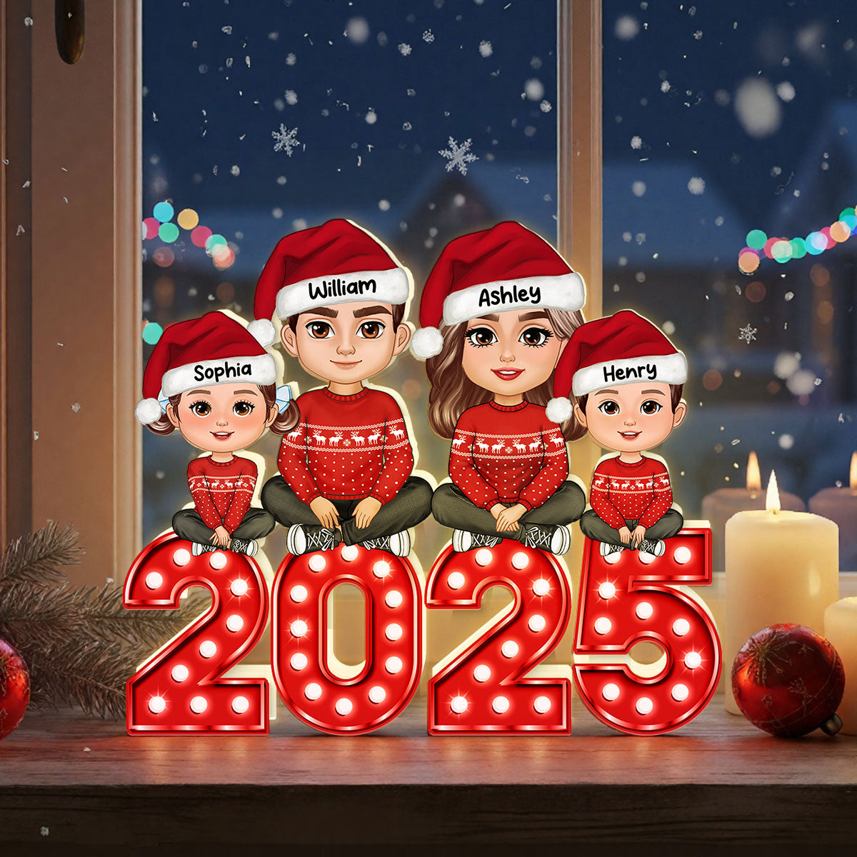 Christmas Family Forever Together Personalized LED Light Box, Heartwarming Christmas Decoration