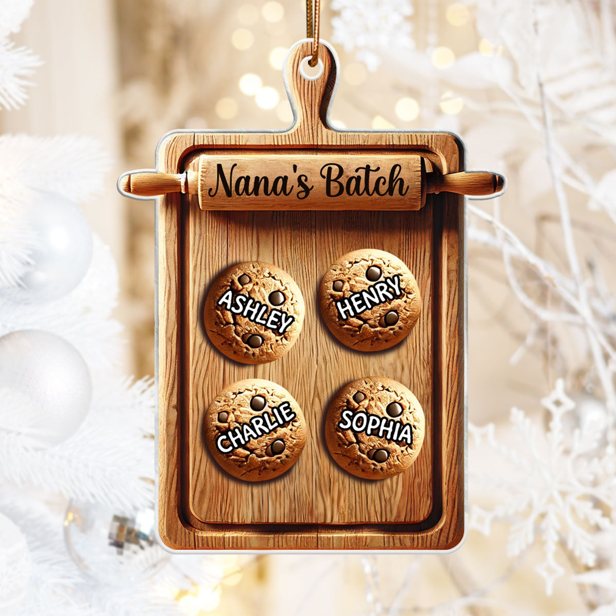 3D Effect Grandma's Batch Cookies Cutting Board Christmas Personalized Acrylic Ornament