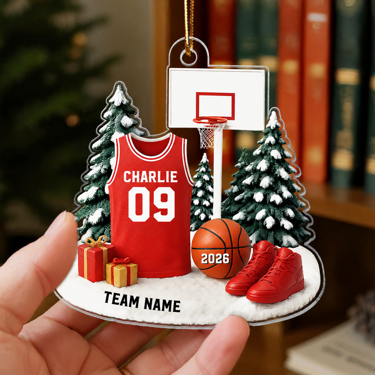 3D Effect Basketball Player Uniform - Personalized Acrylic Ornament - Gift For Basketball Lovers