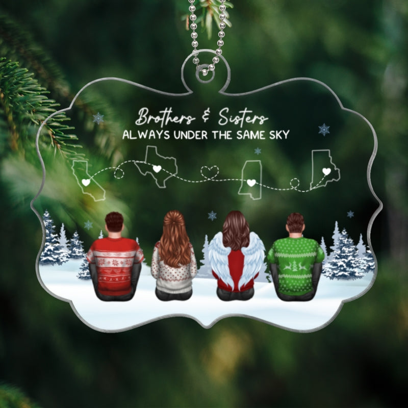 Brothers & Sisters Always Under The Same Sky, Long Distance Siblings Personalized Acrylic Ornament, Togetherness Christmas Gift