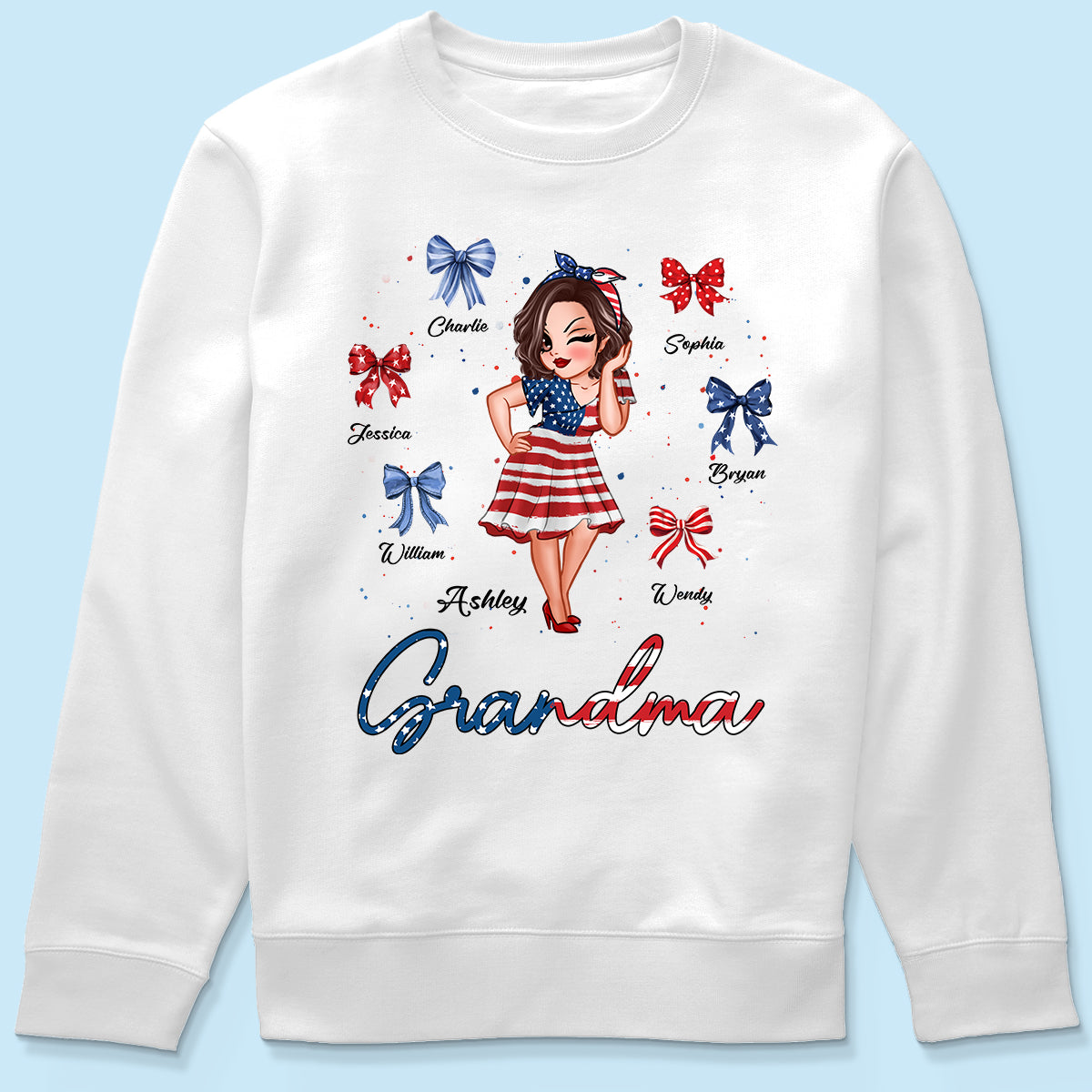 American Grandma Mom Bows Kids Personalized Shirt