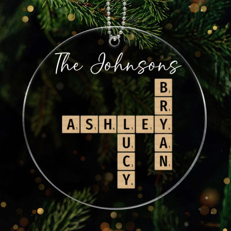 Family Crossword Puzzle Art - Personalized Acrylic Ornament