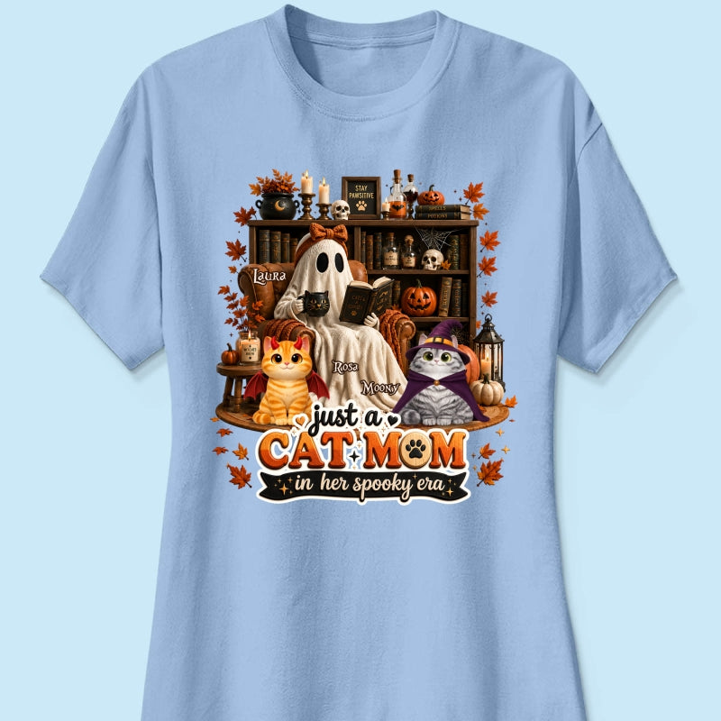 Just A Cat Mom In Her Spooky Era - Personalized Shirt - Halloween Gift, Gift For Cat Lovers