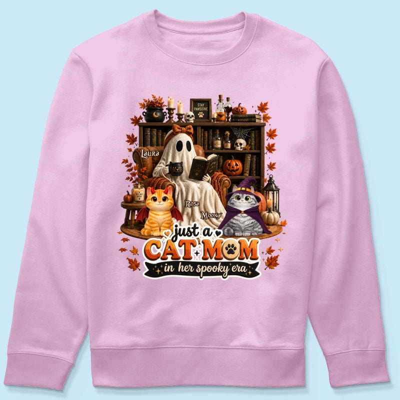 Just A Cat Mom In Her Spooky Era - Personalized Shirt - Halloween Gift, Gift For Cat Lovers