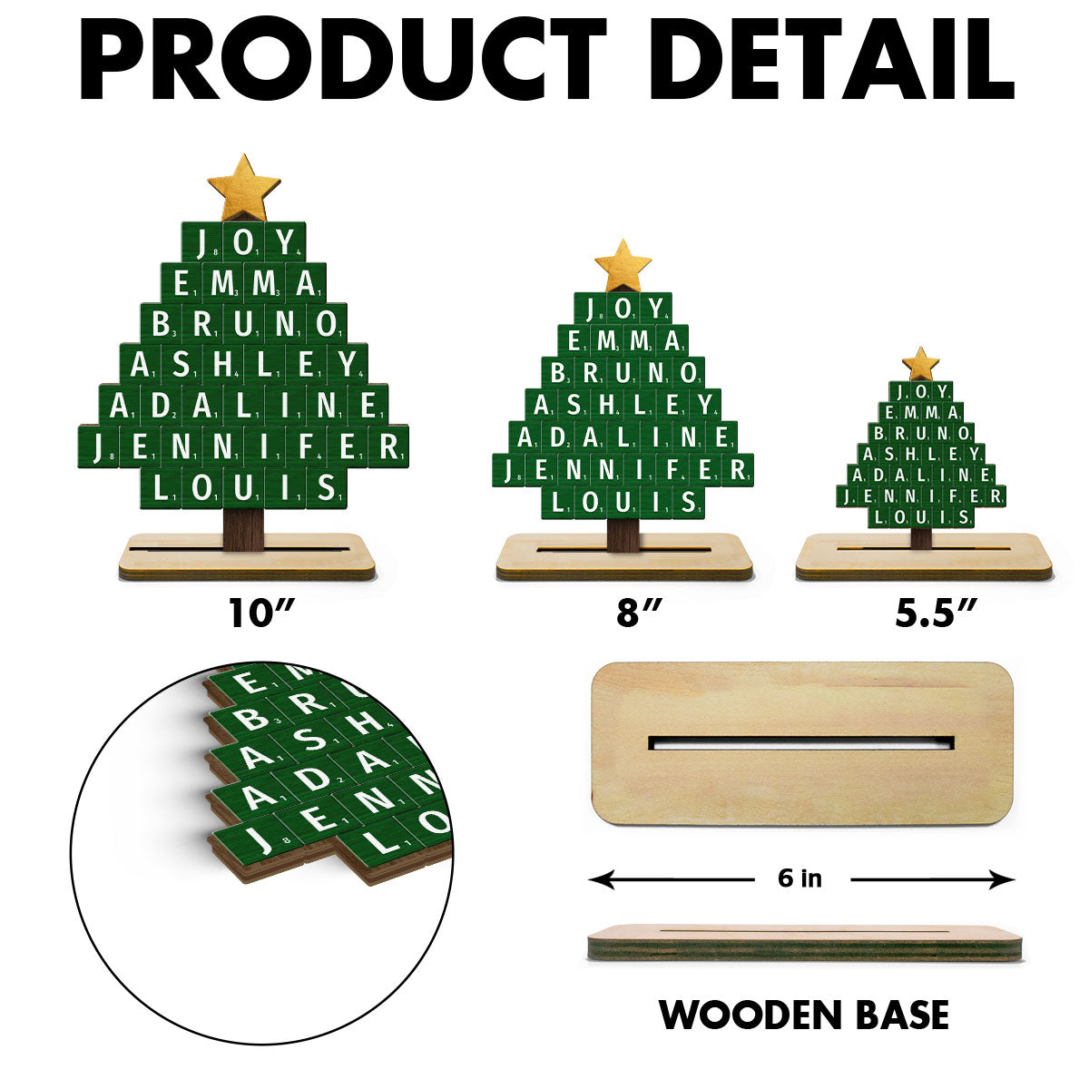 Christmas Tree Word Art Unique Christmas Decor Personalized Standing Wooden Plaque