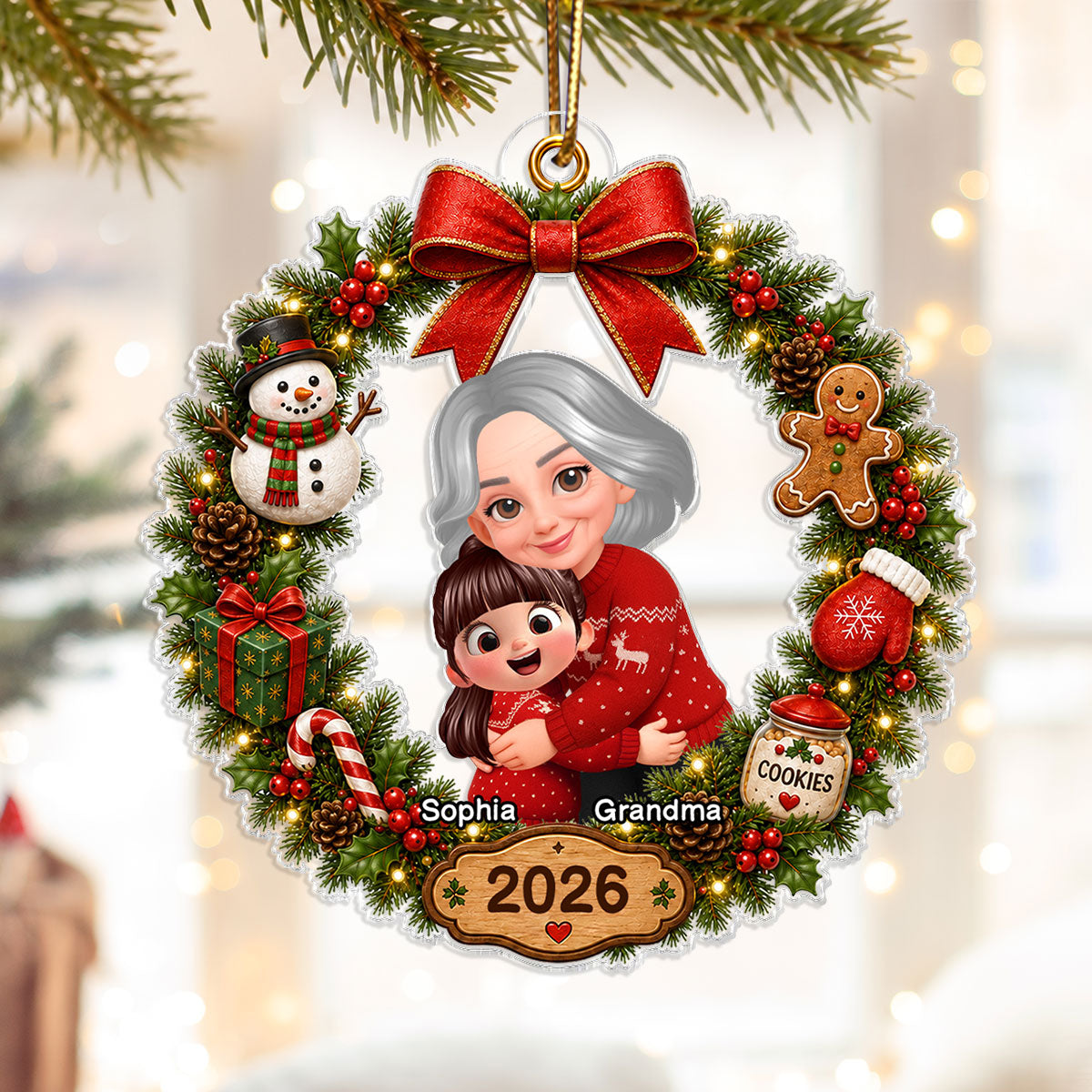 Trending Cute Grandma Grandkid - Personalized Acrylic Ornament - Christmas Gift For Boys, Girls