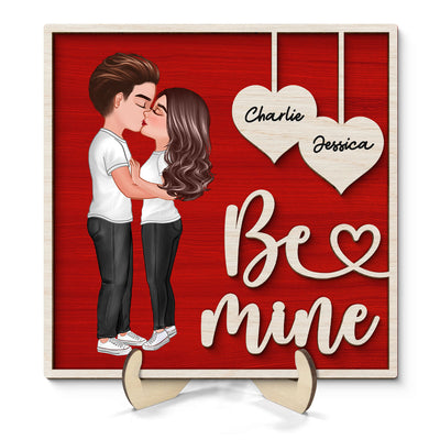 Couple Kissing Valentine‘s Day Gift For Him For Her Personalized 2-Layer Wooden Plaque