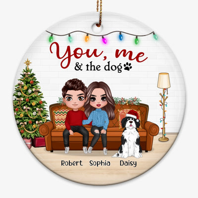 Couples & Dogs On Sofa Personalized Circle Ornament