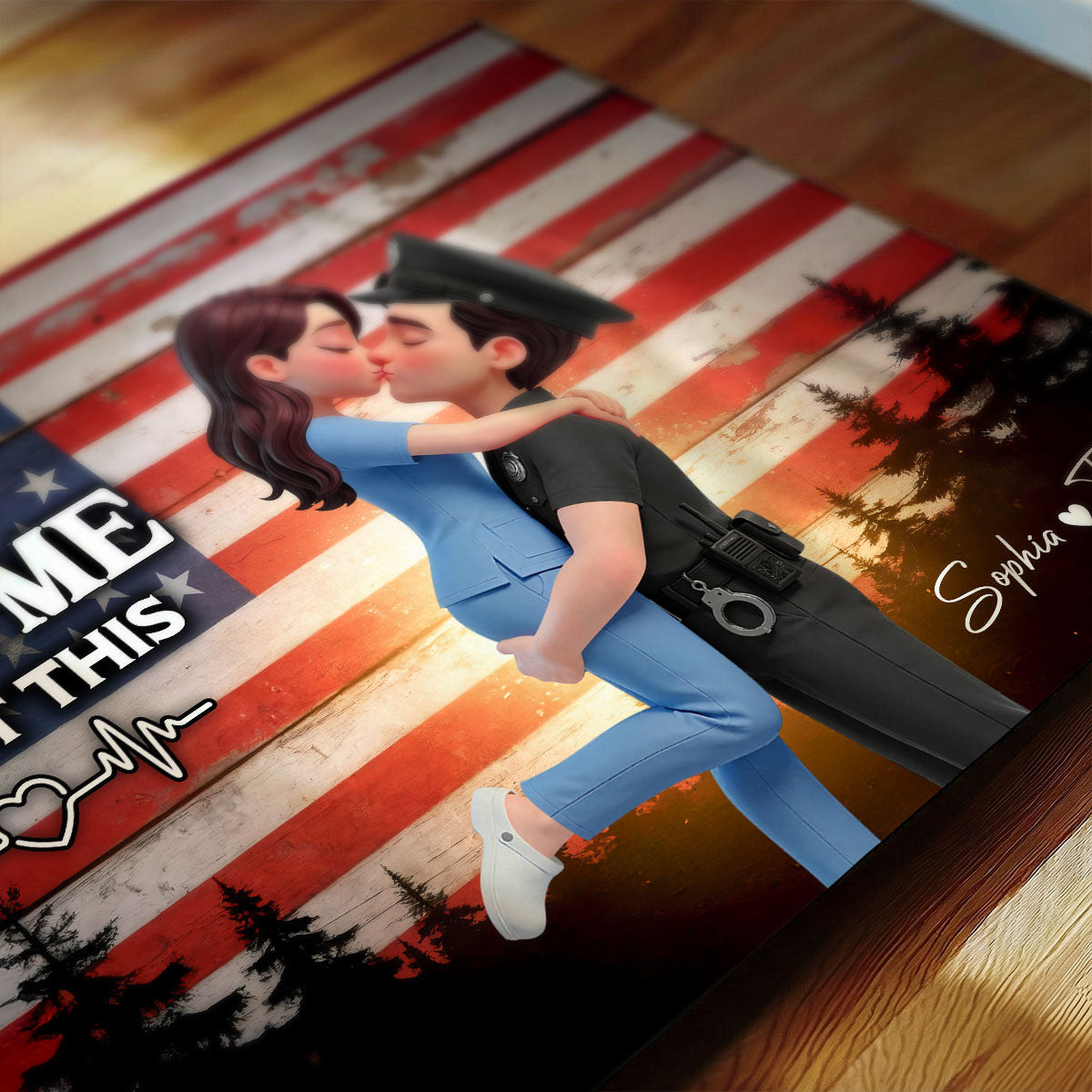 Proud Hero Couple Nation Flag - Personalized Poster - Valentine's Day Gift For Couple, For Him, For Her, Nurse, Police, Firefighter, Army