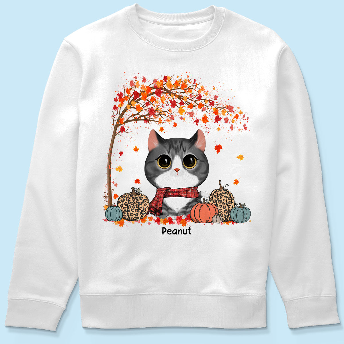 Fall Season Watercolor Cute Cats Under Tree Personalized Shirt